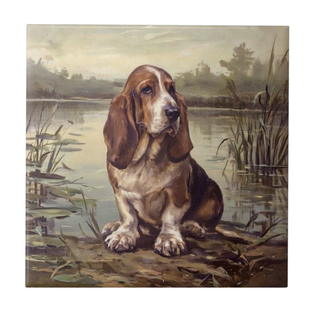 Basset Hound Kakelplatta (Framsidan)