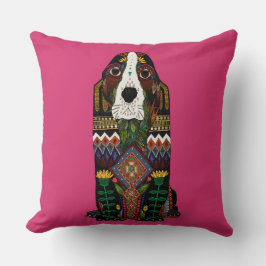 Basset Hound kärlek fuchsia rosa Kudde