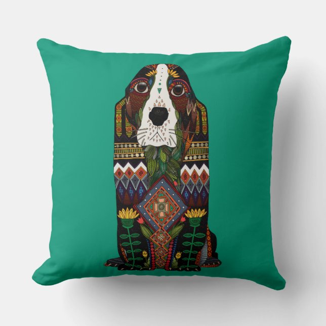 Basset Hound kärlek jade Kudde (Framsida)