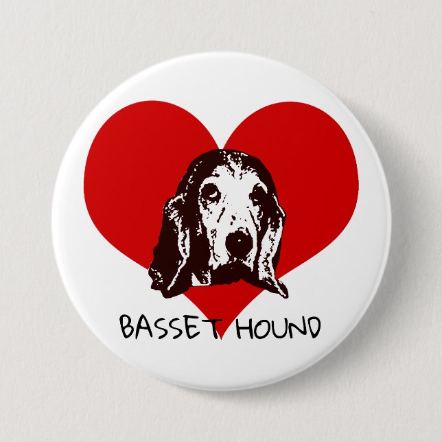 Basset Hound Kärlek Knapp (Framsida)