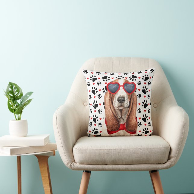 Basset Hound Kärlek och Tass avtryck Hund älskare Kudde (Stol)