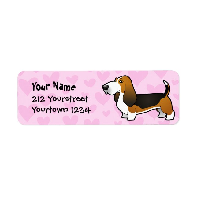 Basset Hound Kärlek Returadress Etikett (Framsidan)