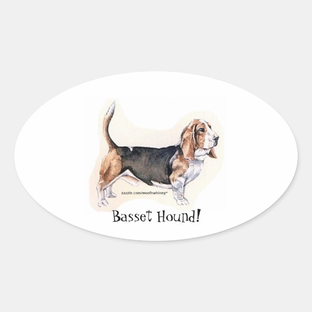 Basset Hound! Klistermärke (Framsida)