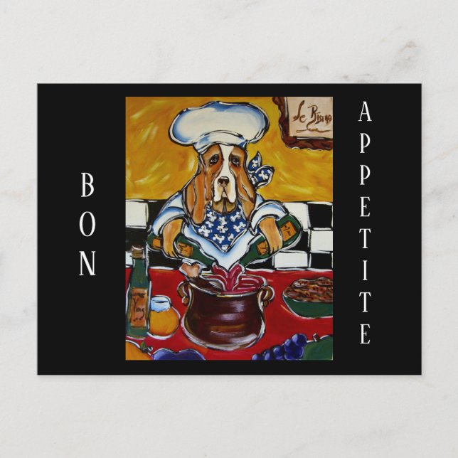 Basset Hound kock Vykort (Framsida)