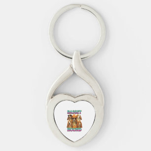Basset Hound Kopia Twisted Heart Silverfärgad Nyckelring