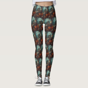 Basset Hound kör motorcykel Halloween Skräckinjaga Leggings