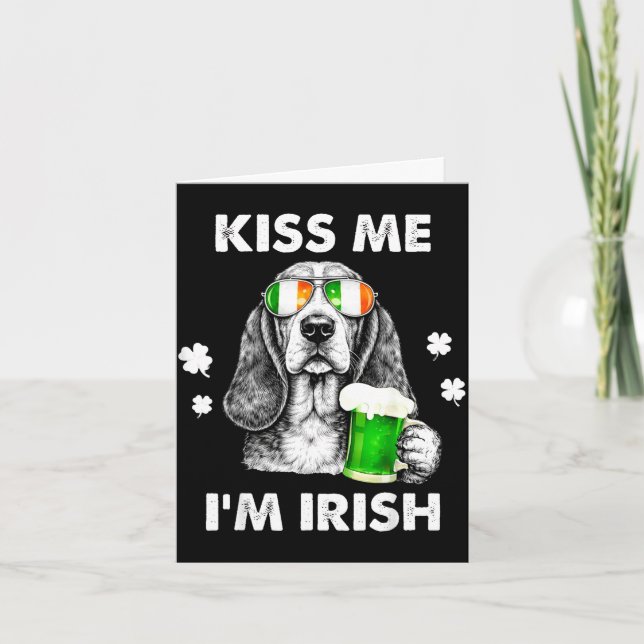 Basset hound kyss irländsk rolig hund st patricks  kort (Framsida)