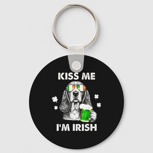Basset hound kyss irländsk rolig hund st patricks  nyckelring (Framsida)