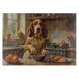 Basset Hound lagar mat i köket