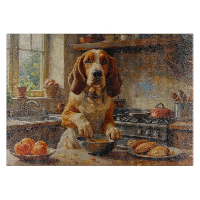 Basset Hound lagar mat i köket (Framsidan)
