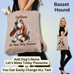 Basset Hound - Lägg till Hund Namn, Ändra text Tygkasse