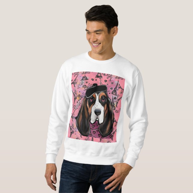 Basset Hound Lång Ärmad Tröja (Hel framsida)