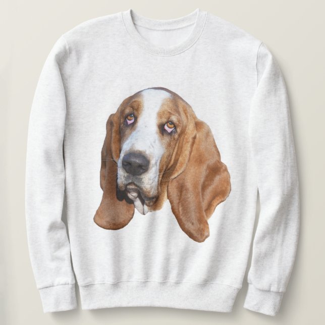 Basset Hound Lång Ärmad Tröja (Design framsida)