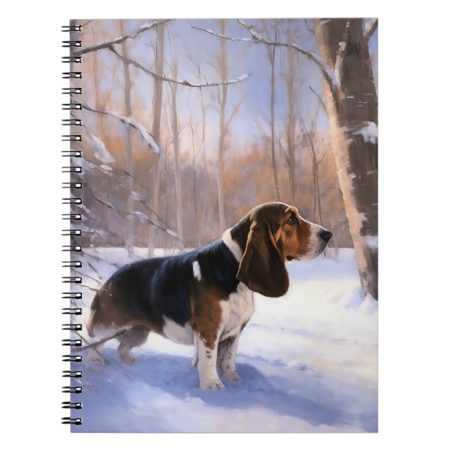 Basset Hound Låt det snöa jul Anteckningsbok (Framsidan)