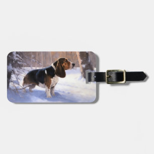 Basset Hound Låt det snöa jul Bagagebricka