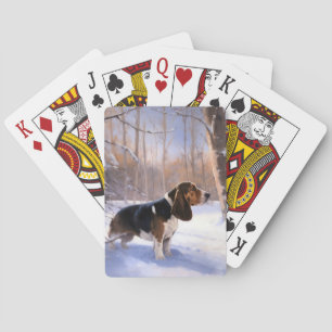 Basset Hound Låt det snöa jul Casinokort