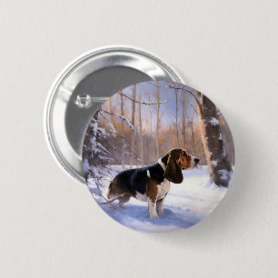 Basset Hound Låt det snöa jul Knapp