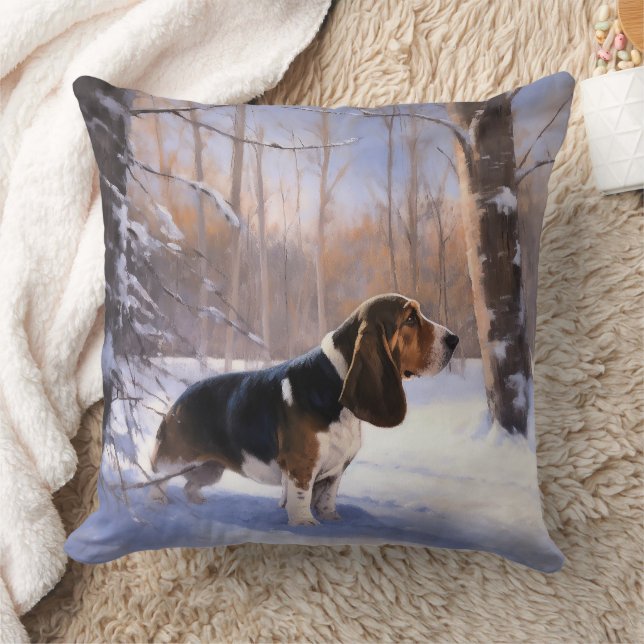 Basset Hound Låt det snöa jul Kudde (Filt)