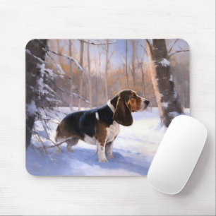 Basset Hound Låt det snöa jul Musmatta
