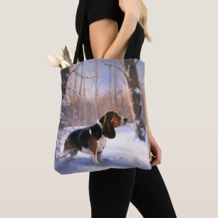 Basset Hound Låt det snöa jul Tygkasse