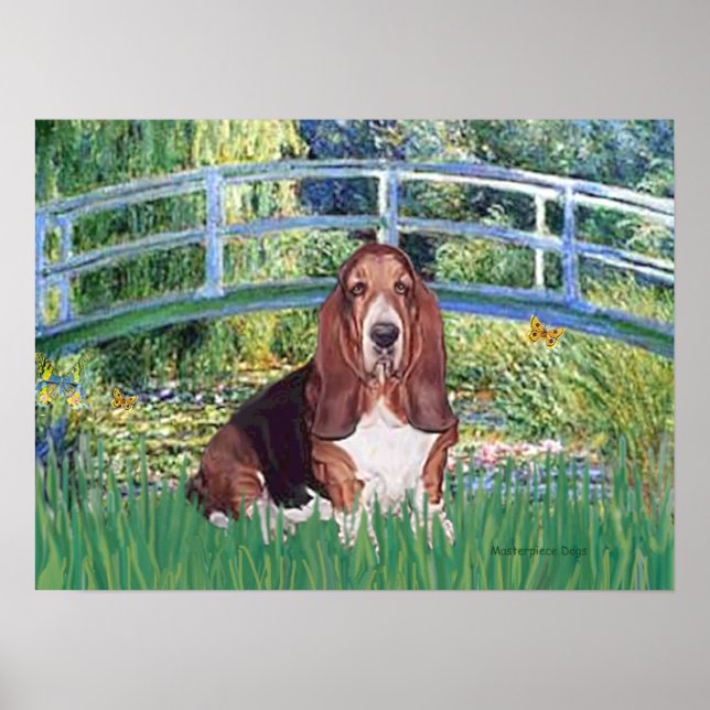 Basset Hound - Lily Pond Bridge Poster (Framsidan)