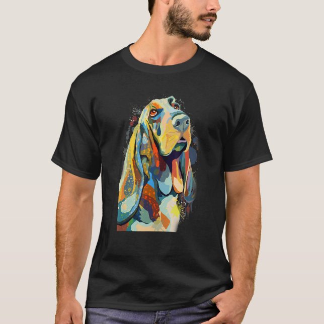 Basset Hound Looking Into Your Eyes Splash Art T Shirt (Framsida)