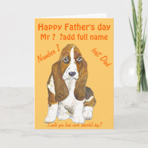 Basset Hound Lycklig Fars dag, lägg till namn fron Kort