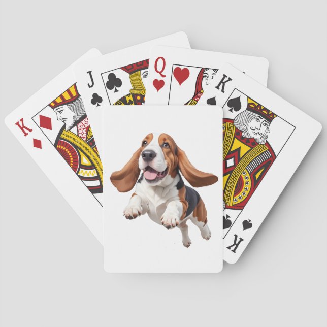 Basset Hound Lycklig-uppspelande Roligt som skakar Casinokort (Baksidan)