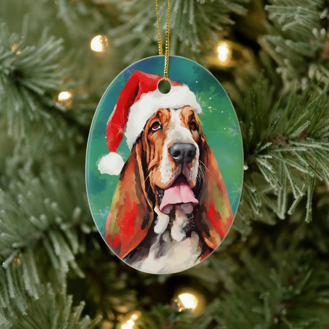 Basset Hound-målning av julpensel Julgransprydnad Keramik (Träd)