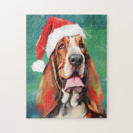 Basset Hound-målning av julpensel Pussel
