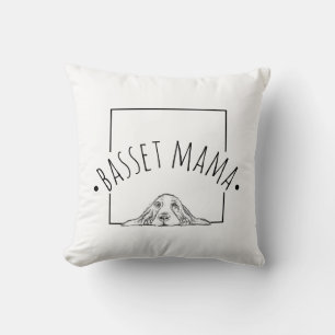 basset hound mamma svart vit enkel valp ögon kudde