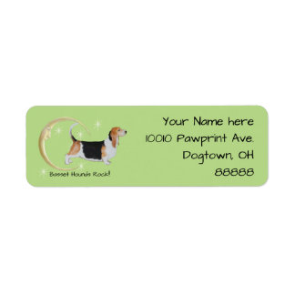 Basset Hound, Måne och Stars Returadress Etikett