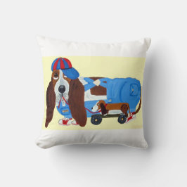Basset Hound med dragleksak Kudde
