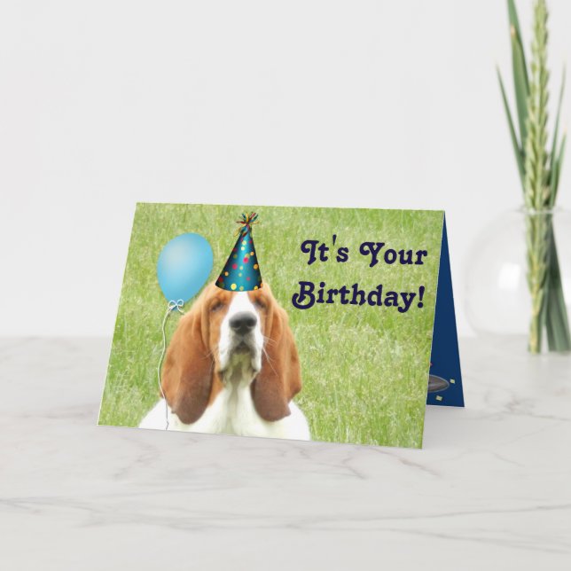 Basset Hound med födelsekort från party Kort (Framsida)