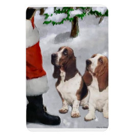 Basset Hound med jultomten Magnet