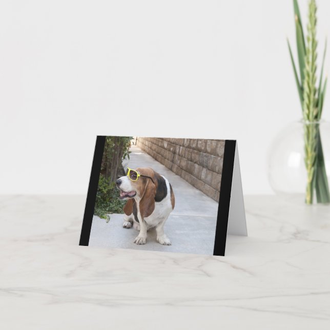 Basset Hound med solglasögon Kort (Framsida)