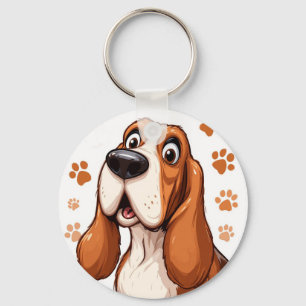 🐶 Basset Hound Med Tassavla Design För Hundälskar Nyckelring