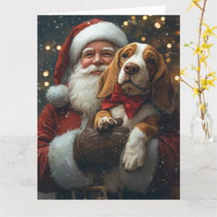 Basset Hound med Tomte Festiv Jul Kort