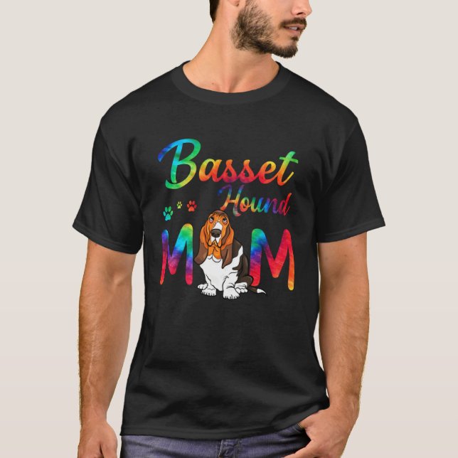 Basset Hound Mom Tie Dye Dog Mom Mothers Day T Shirt (Framsida)