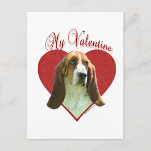 Basset Hound My Valentine Helg Vykort