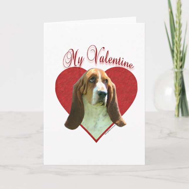 Basset Hound My Valentine Helgkort (Framsida)