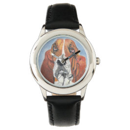 Basset Hound Named Watson a Hand plockade Creation Armbandsur
