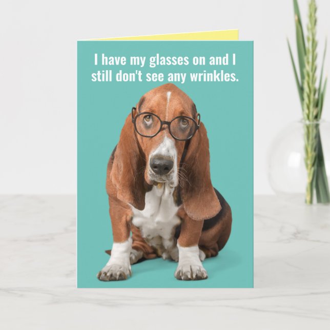 Basset Hound No Wrinkles Complimentary Birthday Kort (Framsida)
