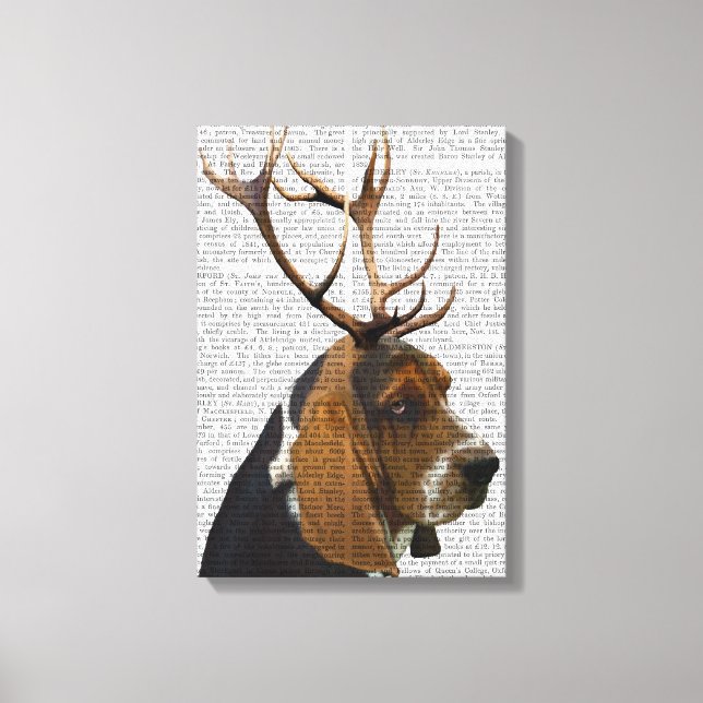 Basset Hound och Antlers Canvastryck (Framsida)