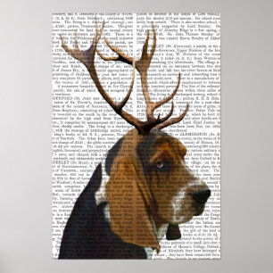 Basset Hound och Antlers Poster