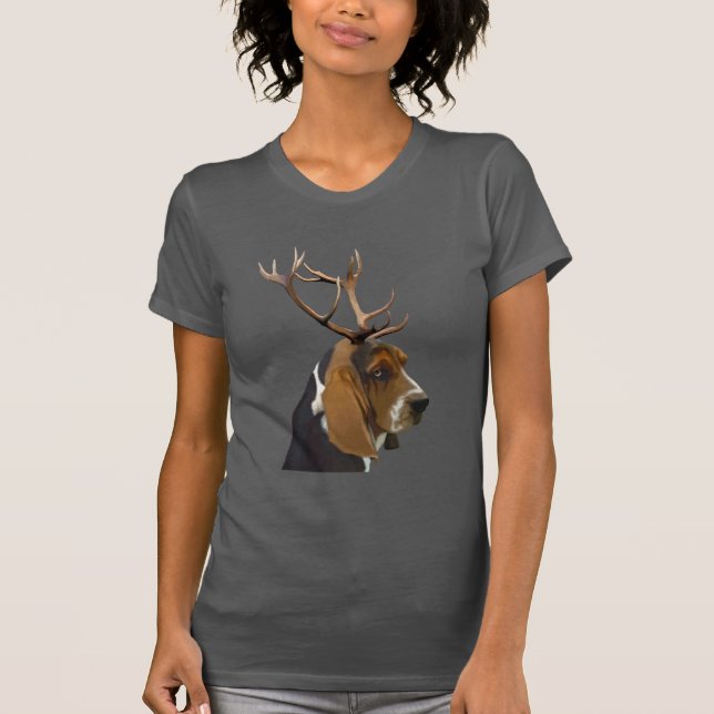 Basset Hound och Antlers Tee (Framsida)