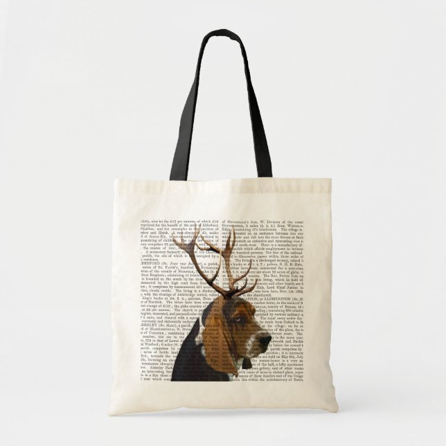 Basset Hound och Antlers Tygkasse (Framsidan)