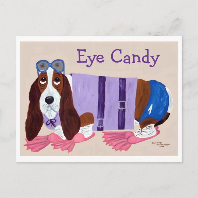 Basset Hound Ögon Godis  Helg Vykort (Framsida)