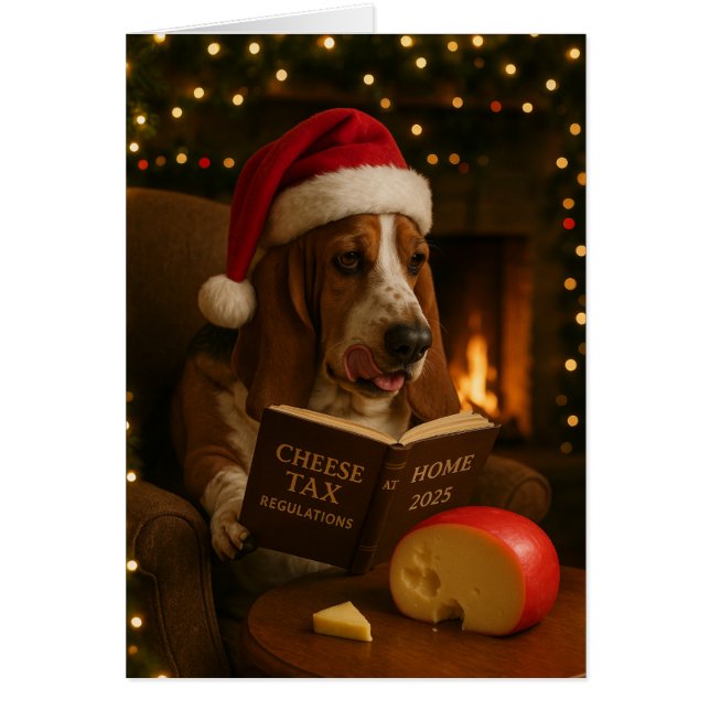 Basset Hound 'Ostskatt' julkort Hälsningskort (Framsidan)