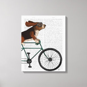 Basset Hound på cykel Canvastryck